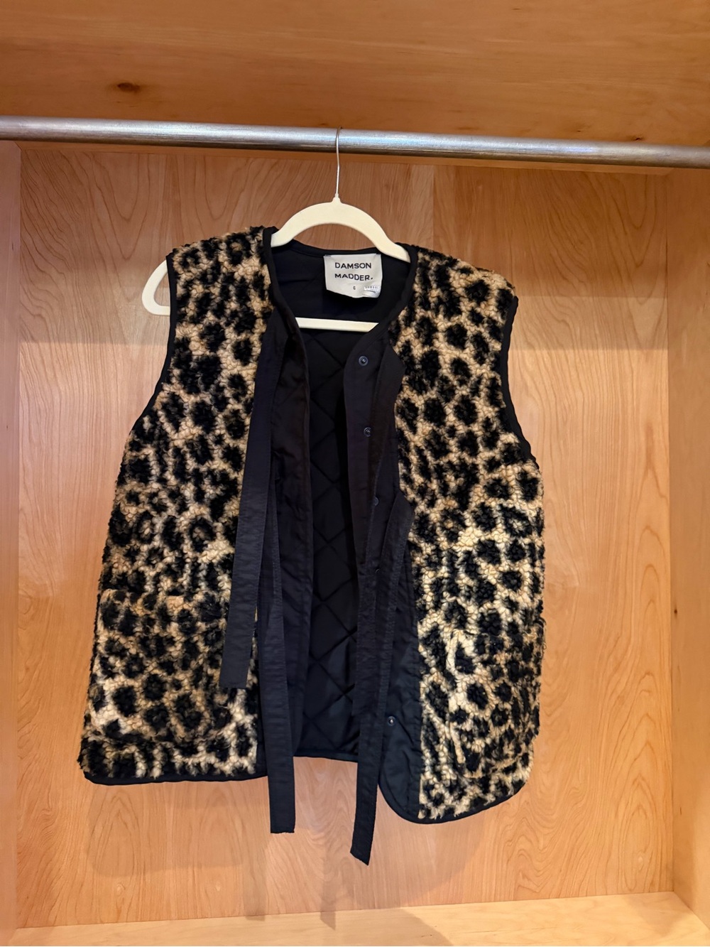 Damson Madder Leopard Print Faux Fur Vest - Black & Tan